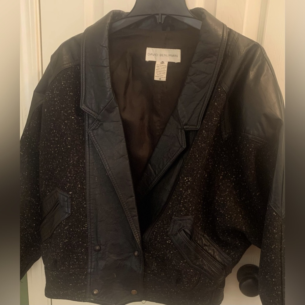 David Benjamin wool and leather 90s jacket|size 8